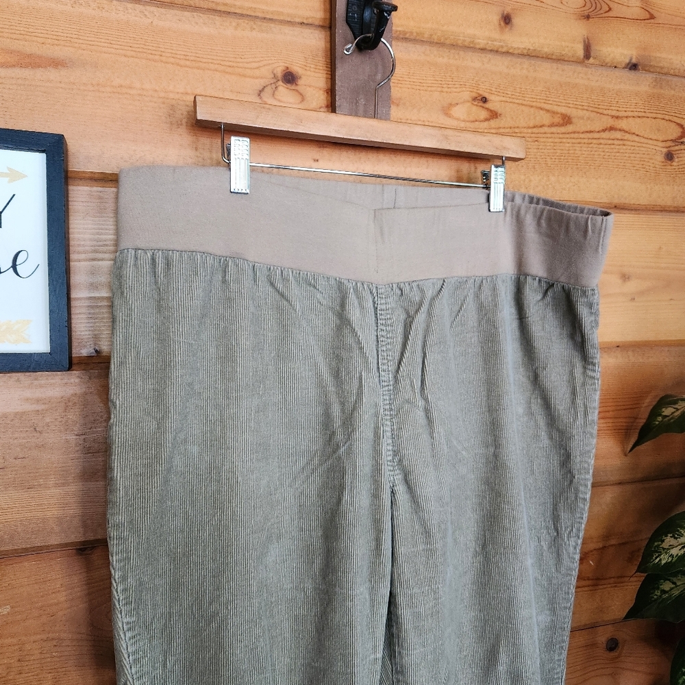 Motherhood Maternity Tan Corduroy Pants Stretch Bootcut Loose Relax Sz XL X 31" - Picture 2 of 10